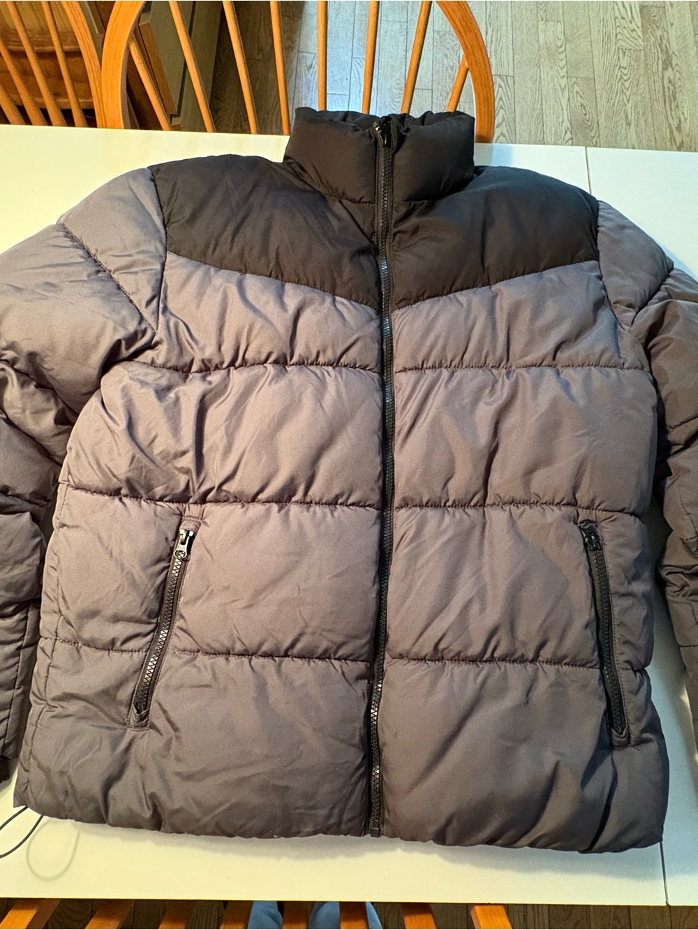 Puffer Jacket - Gray with Black Yoke